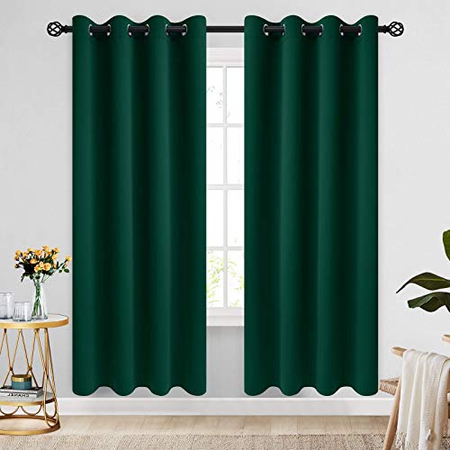 Image of COSVIYA Grommet Room Darkening Dark Green Curtains 90 inch Long for Bedroom | Light Blocking Insulated Thermal Curtains for Living Room, Blackout Thick Polyester Window Drapes,52x90 inches, 2 Panels