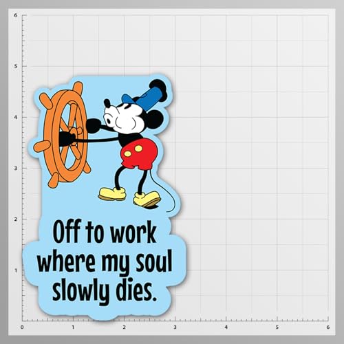 Image of Steamboat Willie Mickey Mouse Sticker Decal | Funny Sarcastic Adult Humor | 10 Variations with Hilarious Sayings | 5 inch Sticker for Laptops, Cars, Water Bottles | Regrets & Sarcasm (OTWWMSSD-3)