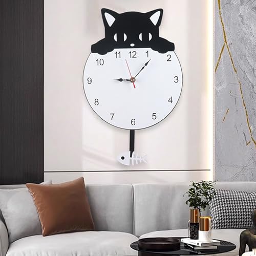 Horloge en forme de chat avec queue mobile pour stopper les bruits de tic-tac