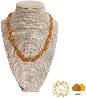 Raw Baltic Amber Adult Necklace by UMAI -18 inches Long - Anti-inflammatory - Natural Pain Relief - Black