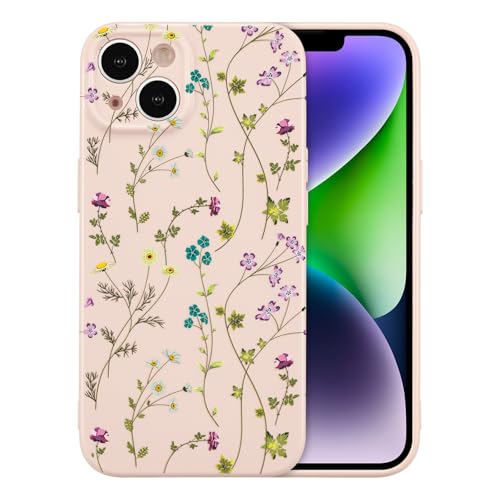 Image of RALEAVO Floral Case for iPhone 14 Plus, Flower Branch Pattern Design Cute Cover Case for Girls Women Slim Thin Soft Silicone Shockproof Anti-Slip Phone Case for iPhone 14 Plus (6.7 inch),Pink | for iPhone 14 Plus Case with Cute Flower Branch Pattern Design,Pretty Case for Girls Women,Soft Silicone Shockproof Cover