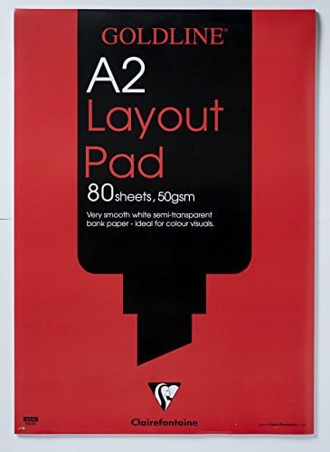 Clairefontaine - Ref GPL1A4Z - Goldline Layout Pad (Contains 80 Sheets) - A4 (210 x 297mm) in Size, 50gsm Paper, FSC-Certified, Degree of Transparency, Acid Free