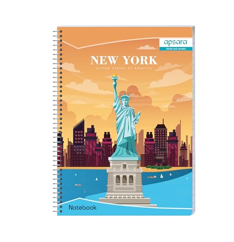Image of Apsara 1 Subject Spiral Notebook, 180 Pages, Pack of 1, Single Line, 60 GSM - 29.7 cm x 21 cm, Soft Cover Notebook for School, College Students, Exam Preparation & Professionals, Design May Vary