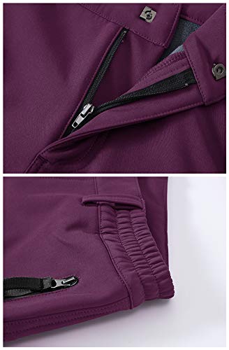 donhobo Damen Gefüttert Winterhose Softshellhose Wanderhose Warm Funktionshose Wasserabweisende Atmungsaktive Strapazierfähige Outdoorhose (Lila, M)