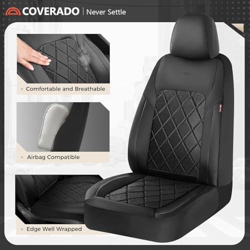 Image of Coverado Car Seat Covers, Front Seat Covers, 2 Front Automotive Seat Cover, Mesh Breathable Seat Protectors, Universal Fit for Most Cars