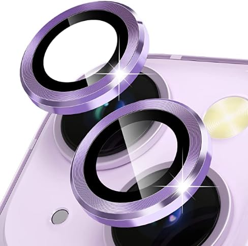BLSD Kyati's Premium 3D Camera Lens Protector Compatible for iPhone 13/iPhone 13 Mini, [Anti-Scratch] Premium Tempered Glass Film Aluminum Alloy Lens Ring Cover - Official Purple