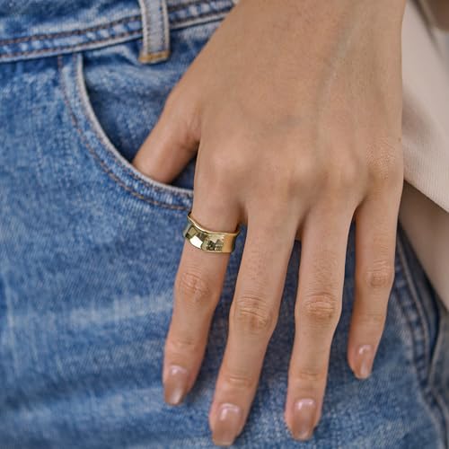 LUCA SMITH 14K Gold Plated Wavy Chunky Bands Stackable Rings Twisted Wave Irregular Fashion Unisex for Men Women Wedding Band Stacking Statement Anniversary Ring for Engagement4