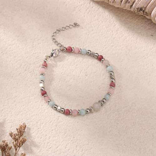 Image of Triple Threat Protection Anxiety Relief Gifts for Women,Natural Healing Crystal Bracelet Evil Eye Jewelry for Her Friends