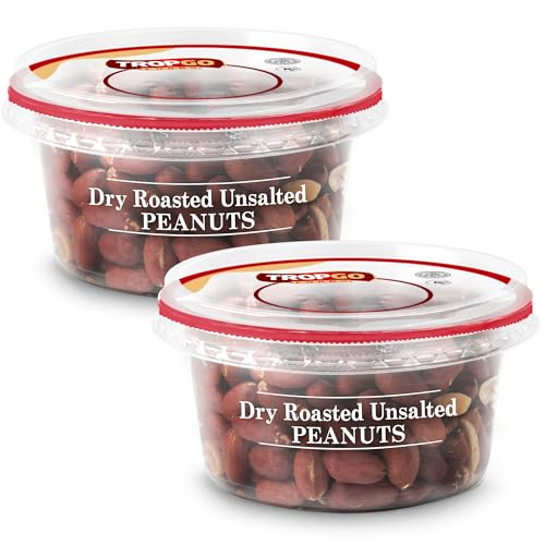 Tropgo Roasted Unsalted Peanuts 200g Tub - Peanuts in Resealable and Recyclable Tub - Wholesome Trail Mix with Fibre, Protein, and Essential Minerals - Healthy Nuts for All Ages (2-Pack)