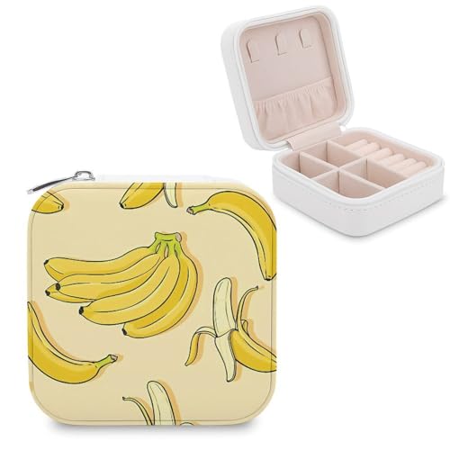 Boîte à bijoux banane en similicuir à compartiments amovibles