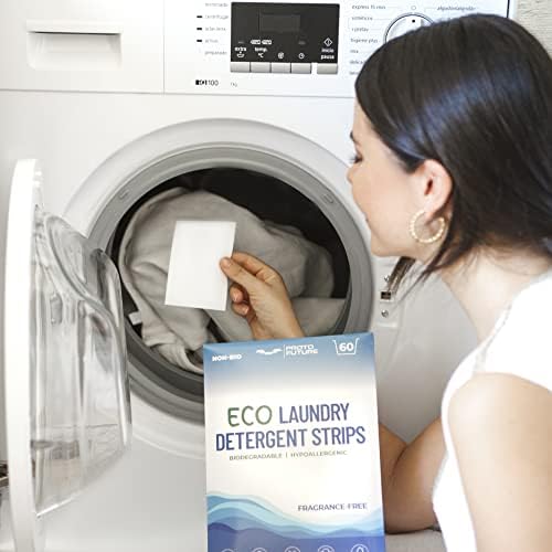Proto Future Eco-Friendly Laundry Detergent Sheets - (60 Loads) Biodegradable, Hypoallergenic, Zero Waste, Plastic-Free Eco-Strips - No Enzymes, Plant-Based Formula (Fragrance Free)