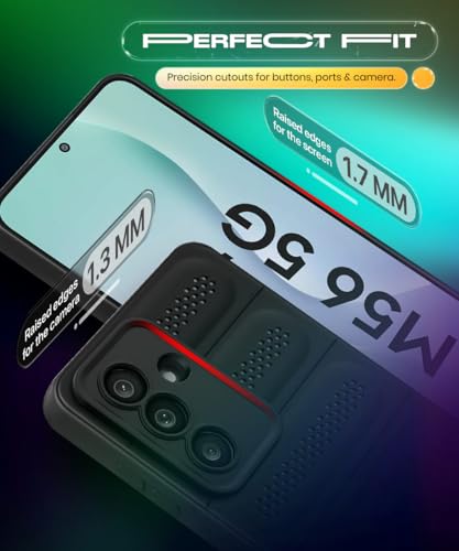 Image of WOW IMAGINE Ultimate Silicone Back Cover Case for Samsung Galaxy M56 5G | Galaxy F56 5G | Heat Dissipation Thin Soft TPU | 360 Camera Protection | Breathable Cooling Holes - Pitch Black
