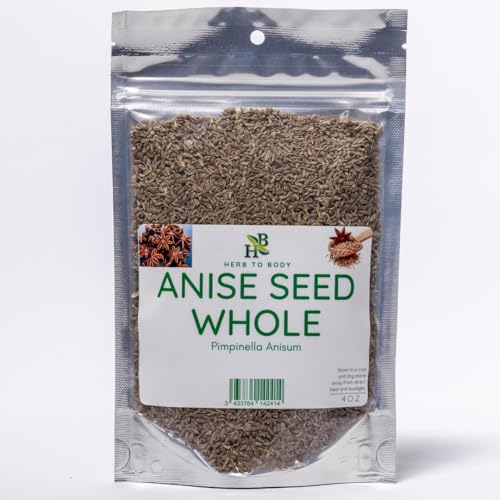 Herb To Body Anise Seeds Whole - Pimpinella Anisum, Aromatic Seeds for Anise Tea, Baking, Cooking, Herbal Infusions, and Culinary Recipes Aniseed, Resealable Pouch, 4oz