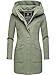 MARIKOO Damen Mantel in Wollmantel-Optik warmer Trenchcoat mit Kapuze Maikoo Smoky Mint Gr. L
