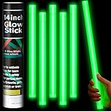 Lewtemi 5 Pcs Large Glow Sticks, 14 Inch Jumbo Light up Sticks Holiday Colorful Sticks Emergency Glow in The Dark Party Supplies for Camping, Halloween, New Year (Green)