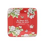 Pavilion Gift Company - Always Be Yours - Joya cuadrada de recuerdo de 3.5 pulgadas, collar, pulsera, aretes, anillo, bandeja de plato floral para primavera, esposa, novia