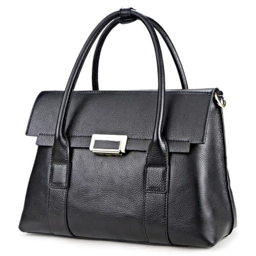 A4 Folder 12 Inch Commute Briefcase For Women Handbags Genuine Leather Tote Purses Shoulder Crossbody Bag Satchel For Ladies