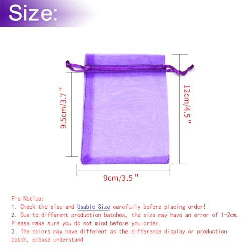 Image of Dealglad 100pcs Drawstring Organza Jewelry Candy Pouch Party Wedding Favor Gift Bags (3.5x4.5 inch, Purple)