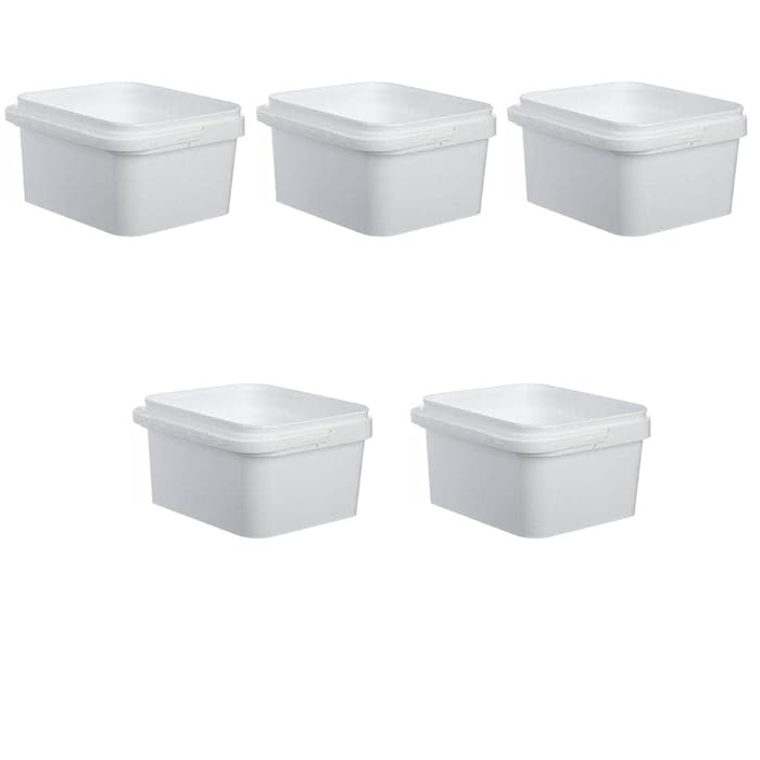 Buy OiPPS 5 x 5 Litre Food Grade Square Plastic Bucket with Lid and