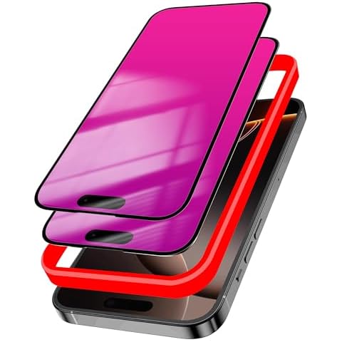 Heromiracle 2 Pack Privacy Screen Protector for iPhone 16 Pro Tempered Glass for iPhone16Pro 25 Degree Anti-Spy Anti-Blue Light Eye Protection with Installation Frame (6.3 inch Pink) Cover