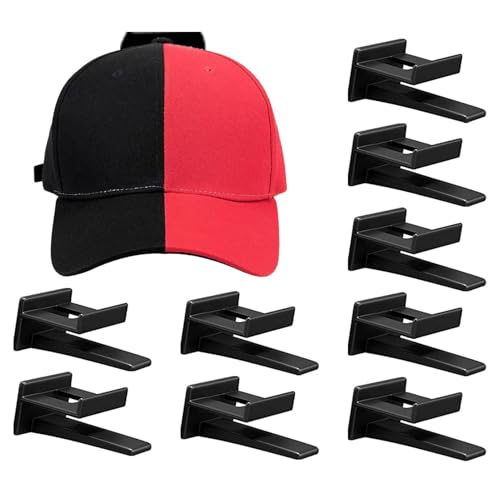 Soporte para sombreros en la pared, sin taladrar, 10 ganchos adhesivos para sombreros, organizador de sombreros de pared, organizador de almacenamiento para sombreros sin rastro para pared y