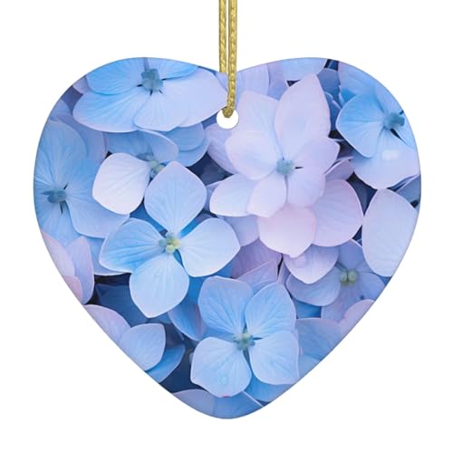 Christmas Ceramic Heart Pendant YYHWHJDE Hydrangea Pattern Smooth and Bright for Christmas Mouse Tree Home and Supermarket Decoration