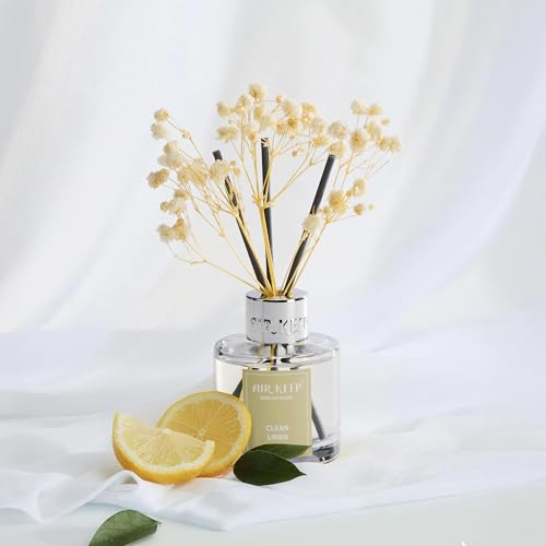 Image of Airkeep Reed Diffuser Set,1.69 fl oz (50 ml) - Clean Linen Oil Diffusers with 8 Reed Sticks,Home Fragrance Reed Diffuser for Bathroom Shelf Decor