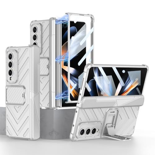 Coque Samsung Z Fold 4 argent anti rayure avec film de verre couverture complète face avant