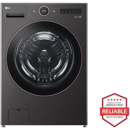 Image of LG WM6700HBA 5.0 Cu. Ft. Black Steel Front Load HE Stackable Smart Washer