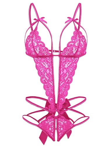 Image of Donnalla Women's Deep V Lace Teddy One Piece Lingerie Cutout Strappy Lingerie
