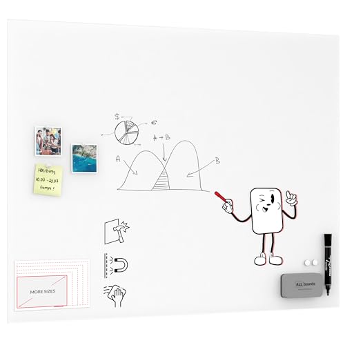 ALLboards Glastafel – matt magnetisch, für Projektionen geeignet, 120×90 cm, Projektionsglasplatte 120x90 cm