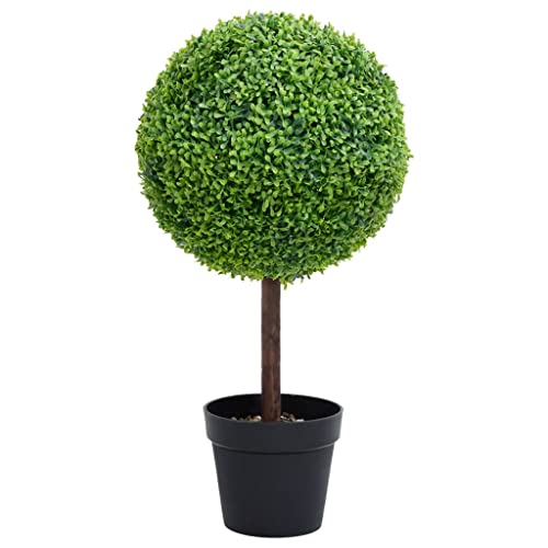 vidaXL Plante de Buis Artificiel avec Pot Forme de Boule Fausse Plante Réaliste Décor Floral Décoration d'Extérieur Jardin Salon Vert 50 cm