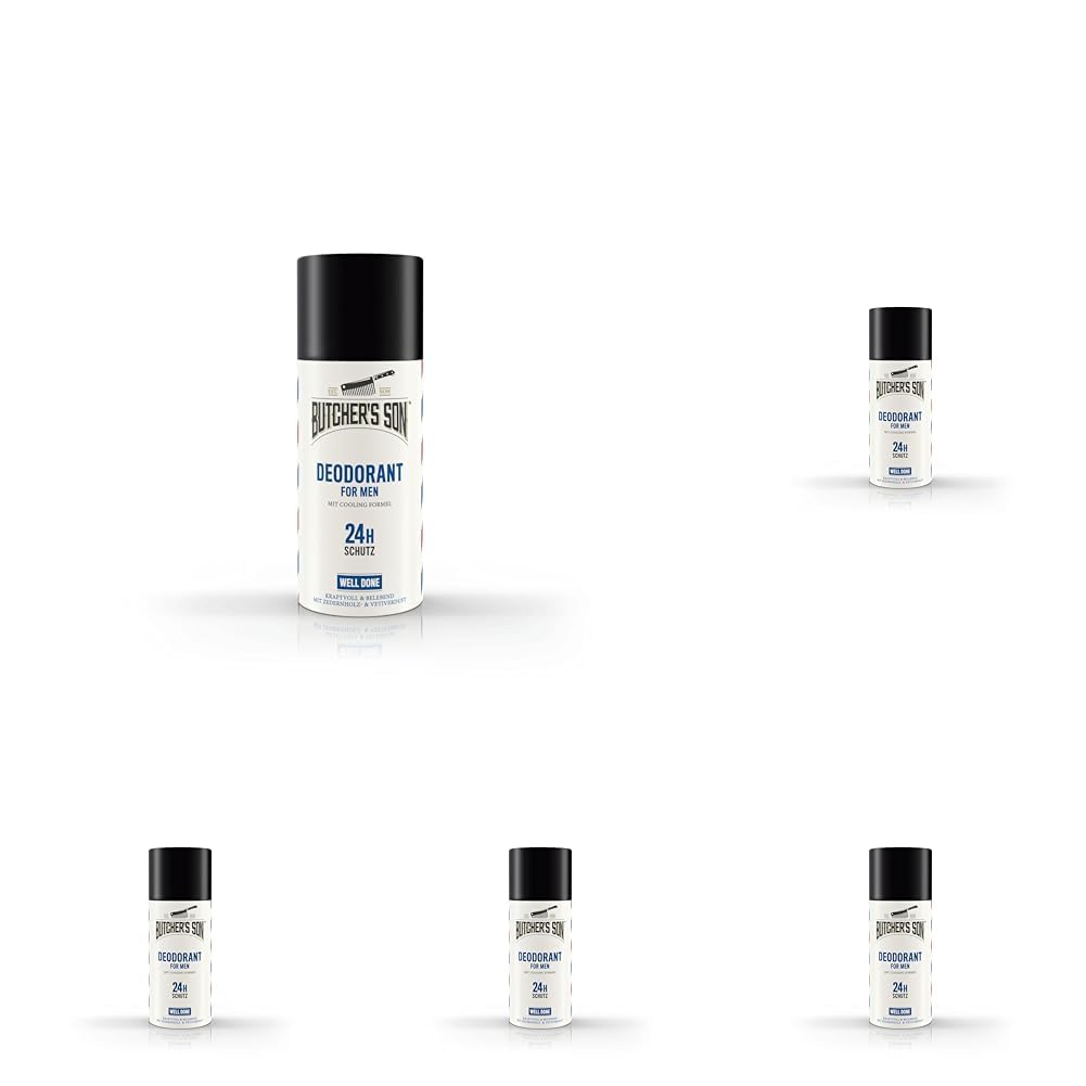 Butcher's Son Deodorant For Men Well Done, mit Cooling Formel, 24h Schutz, ohne Aluminium, 150ml (Packung mit 5)