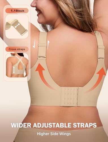 Image of LetsJoli Bras for Women Supportive Wireless Push Up Bra Full Coverage No Underwire Seamless Plus Size for Older Women
