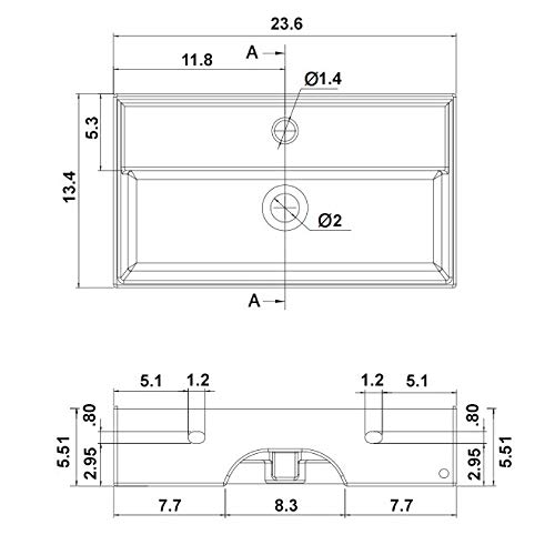 Lavabo rectangular Scarabeo 5001 blanco para sustituir lavamanos antiguos de tres orificios 3