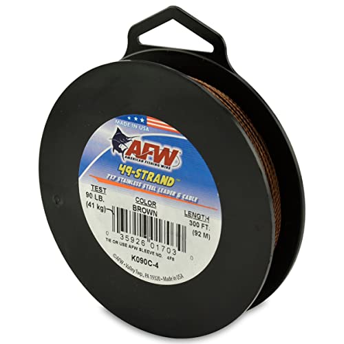 AFW Fishing Wire 49 Strand, 7x7 Stainless Steel Leader Cable, 90lb - 300ft