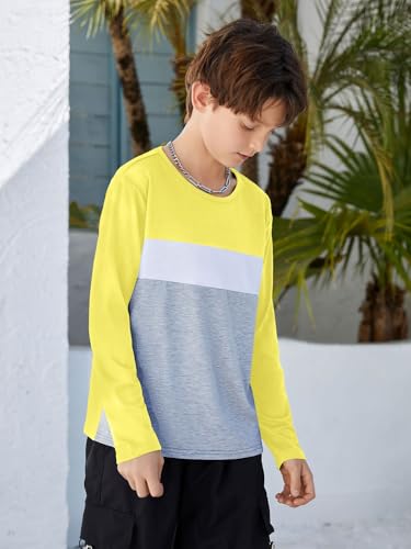 Image of ZDC Kids Boys Long Sleeve T-Shirts Color Block Crewneck Fashion Basic Tee Tops 5-14 Years