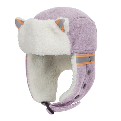 Cat Ears Trapper Hat for Kids, with Ear Flaps Refelective Strip, Winter Warm Fleece Lined Snow Ski Cap