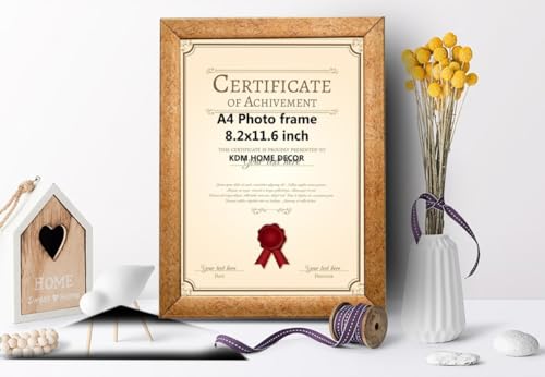 Image of KDM HOME DECOR A4 Size Certificate, Document Photo frames set of 2 For Home Decoration, Living Room, Office Decoration, painting & gift in awards frames size (8.2 x 11.6 inch) golden Texture