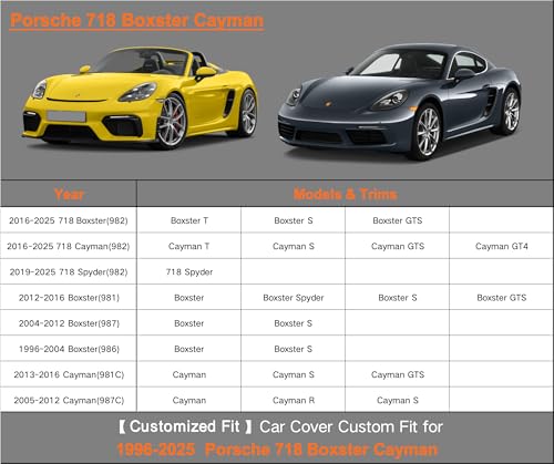 Image of Kayme Heavy Duty Car Cover Custom Fit Porsche 718 Boxster Cayman 981 982 986 Waterproof All Weather for Automobiles, Full Car Cover - Sun, Rain & UV Protection