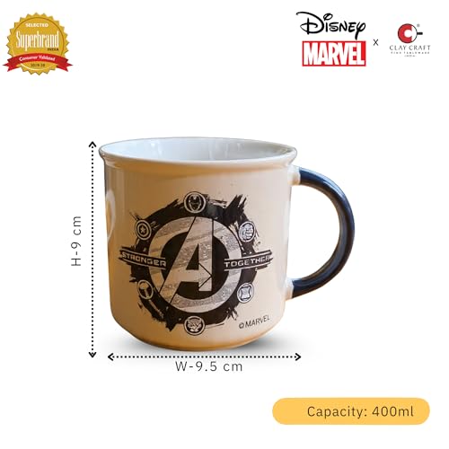 Image of Clay Craft - Official Compatible with Marvel Avengers Superhero Mug |Coffee /Milk Mug, 400 ml |Captain America, Iron Man & Hulk Design |Gift for Kids & Adults |Microwave & Dishwasher Safe