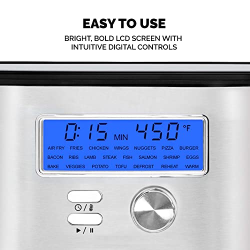 Kalorik Maxx® Plus Digital 7-Quart, 7-In-1 Oilless Air Fryer, Lcd Display, 22 Smart Presets, 5 Accessories, And Recipe Book, 1750W, Stainless Steel, Ft 50928 Ow #TOP7