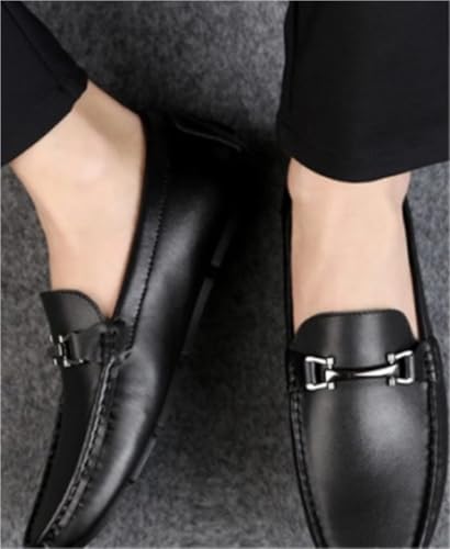Men's Loafers Round Toe Simple Leather Lightweight Slip Resistant Flat Heel Fashion Slip-ons4