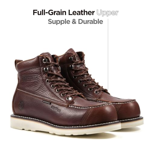 Image of SUREWAY Mens 6 inch Heavy Duty Waterproof Work Boots - Composite Toe, EH Construction Industrial Safety Leather Boots, Lace Up Moc Toe, Oil /Slip Resistant Comfortable Outsole