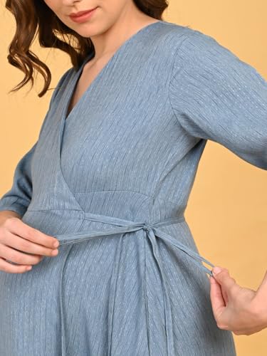 Image of The Mom Store Maternity and Nursing Wrap Dress for New Mom | Pre and Post Pregnancy Wear for Womens | Trendy Stylish Printed Friendly Dresses for Women | Comfortable