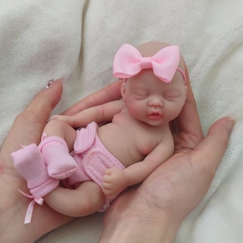 Muñeca Reborn bebé de silicón mini realista 7 pulgadas miniatura 5
