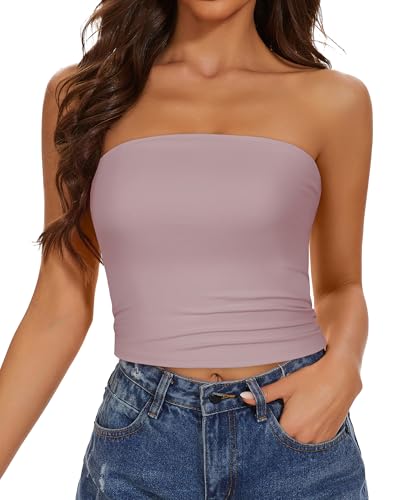 Image of Summer Tube Tops Basic Crop Tops for Women Strapless Tank Casual Tunics Sexy Short Shirts 2026