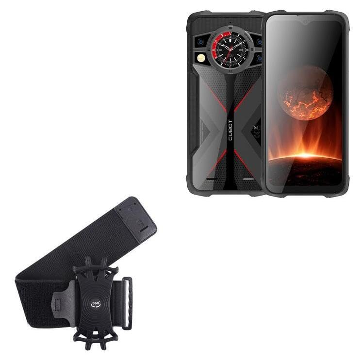 BoxWave Holster Compatible with Cubot Kingkong 9 - ActiveStretch Sport Armband, Adjustable Armband for Workout and Running - Jet Black