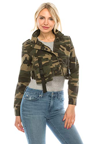 cropped camo denim jacket