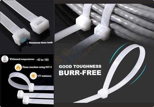 SHIVANSH TECHNOLOGY® Cable Zip Ties,White(100 mmx2.5 mm,4"inch, Pcs 100) Multi-Purpose Self-Locking Nylon Teeth Grip Plastic Cable Ties Cord Management Ties for Home,Office,Garden,Workshop